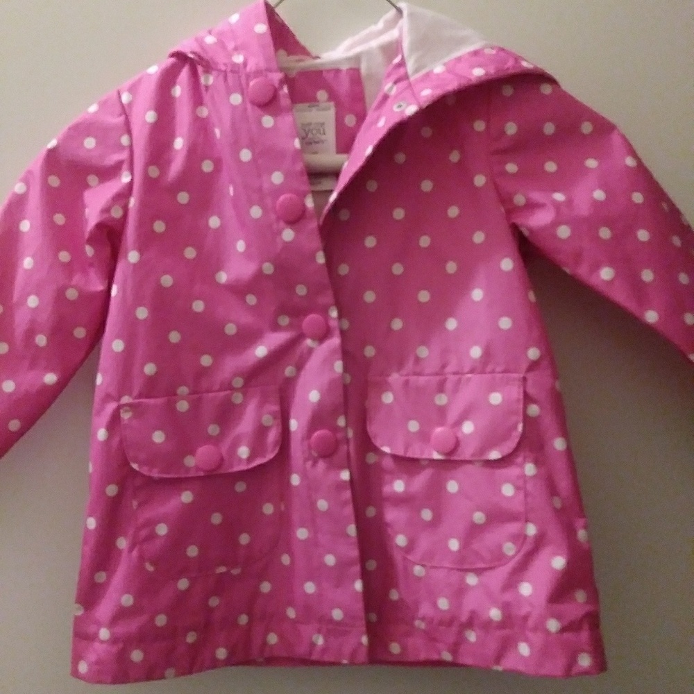 Rain cat jacket pink polka dots. Size 2